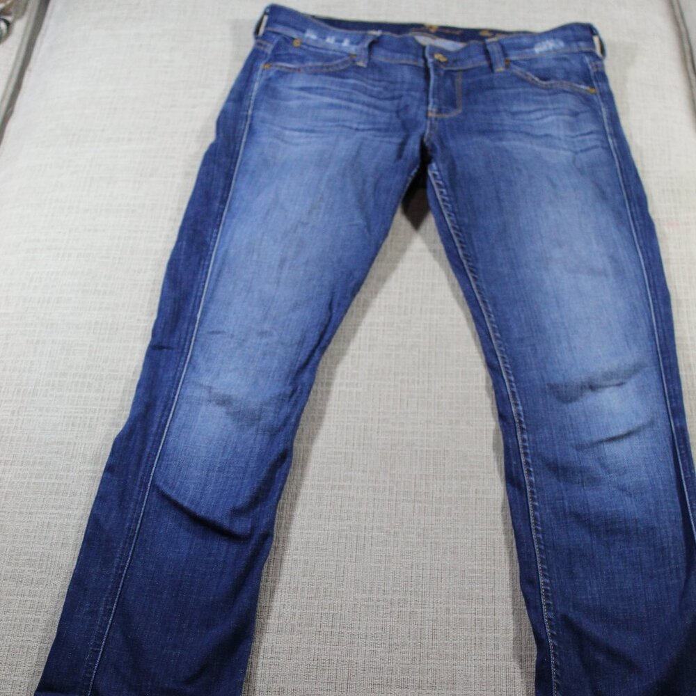 7 for all mankind The Modern Straight Mid Rise Blue Jeans - LIKE NEW